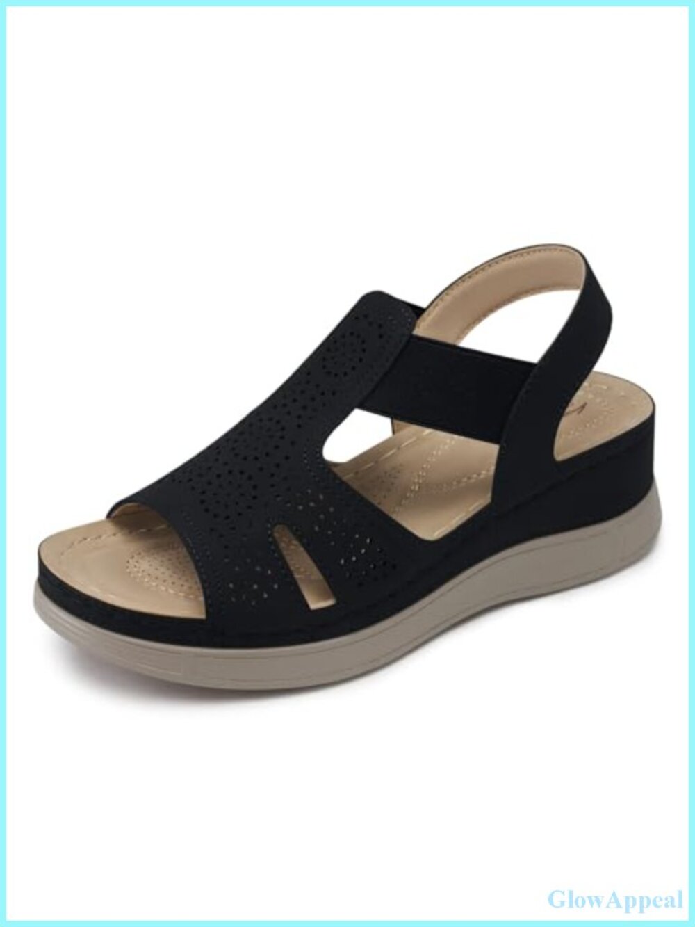 Women's Wedge Sandals Faux Leather Memory Foam Arch Support Slip On
